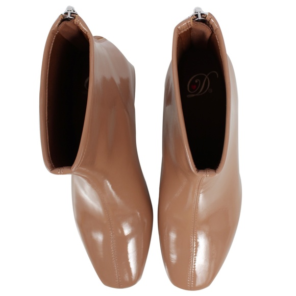 Camel Square Toe High Top Mid Block Heel Ankle Boo - Picture 4 of 6